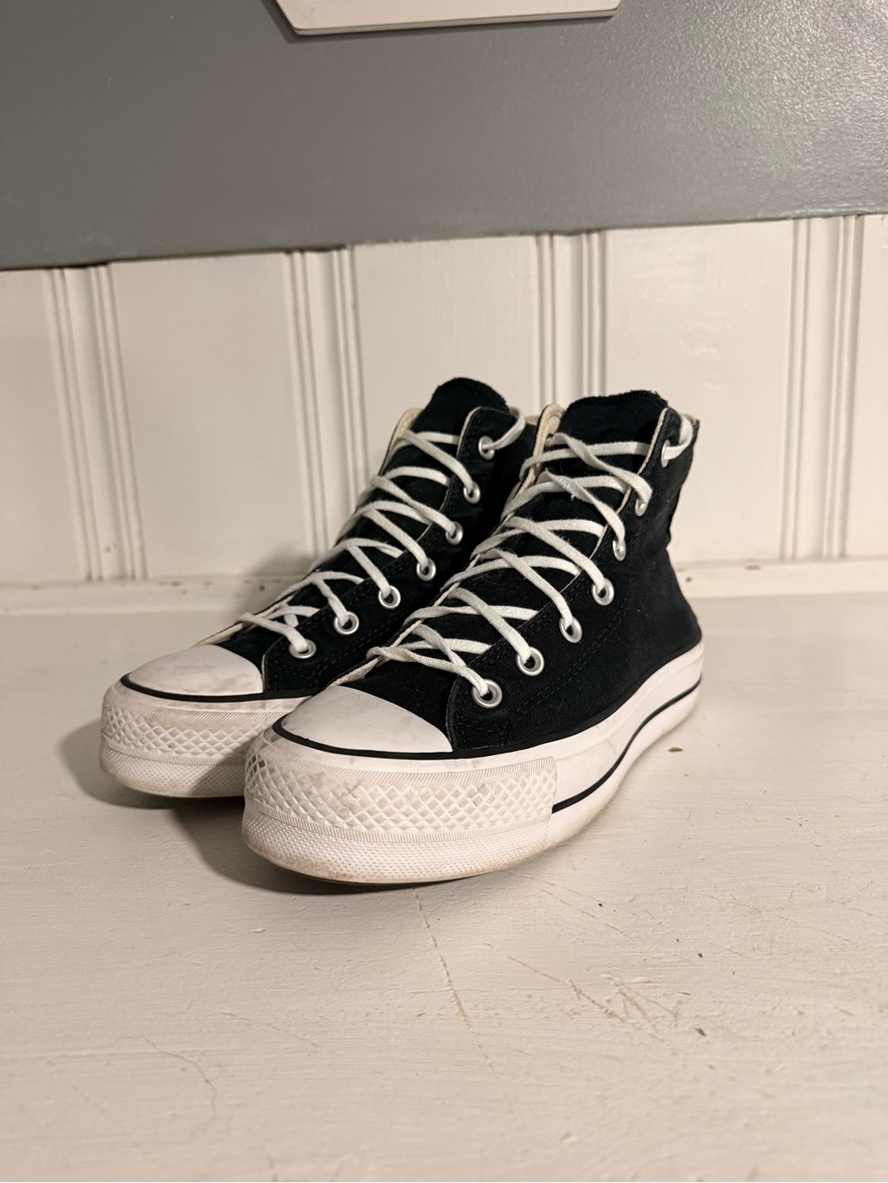Converse Black High Top Sneakers with White Soles